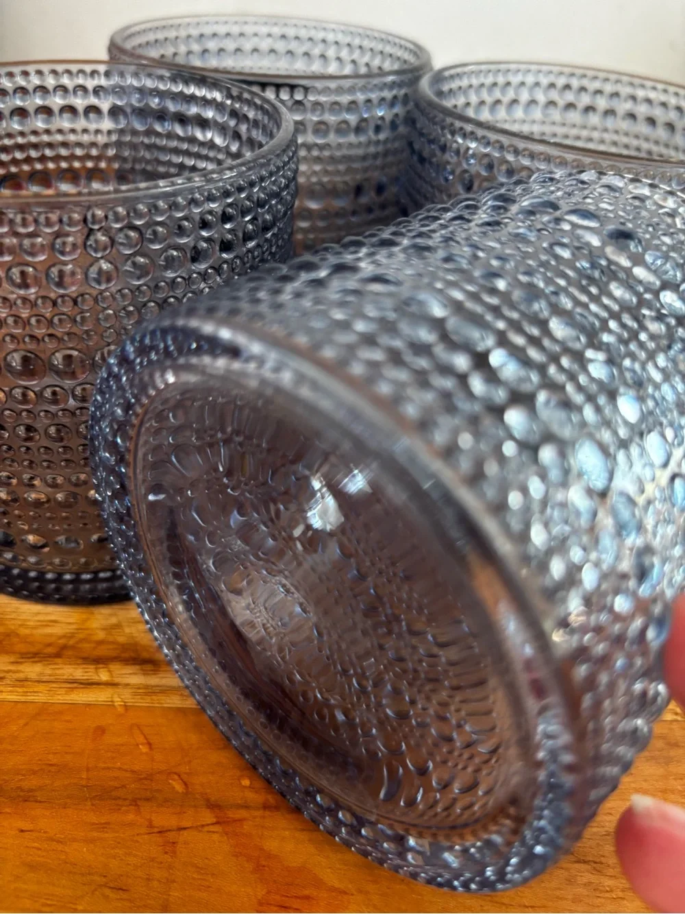Blue Textured Glass Tumbler Set - 4 Pack